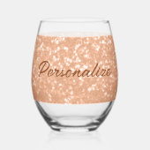 Sparkly peach faux sparkles Aangepaste tekst Wijnglas Zonder Voet (Achterkant)