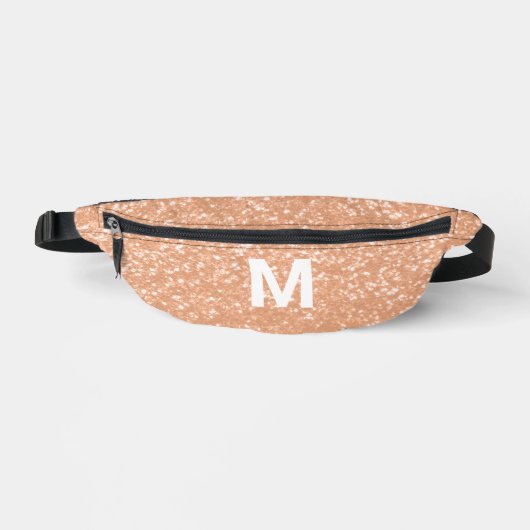 Sparkly peach faux sparkles Custom Monogram Heuptasje (Voorkant)