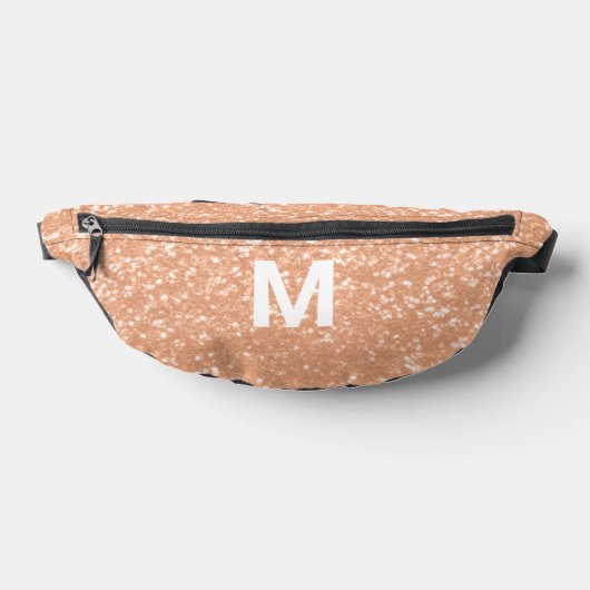 Sparkly peach faux sparkles Custom Monogram Heuptasje (Liggend)