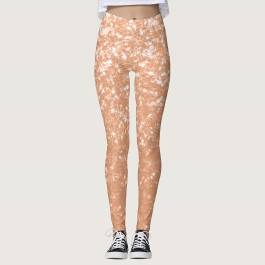 Sparkly peach faux sparkles kleur van het jaar 202 leggings (Voorkant)