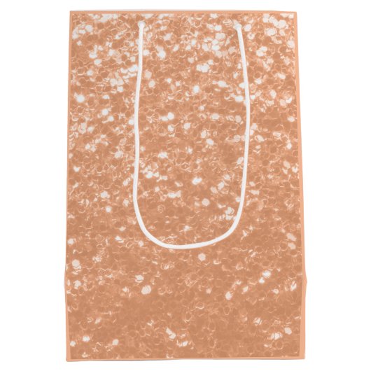 Sparkly peach faux sparkles kleur van het jaar 202 medium cadeauzakje (Achterkant)