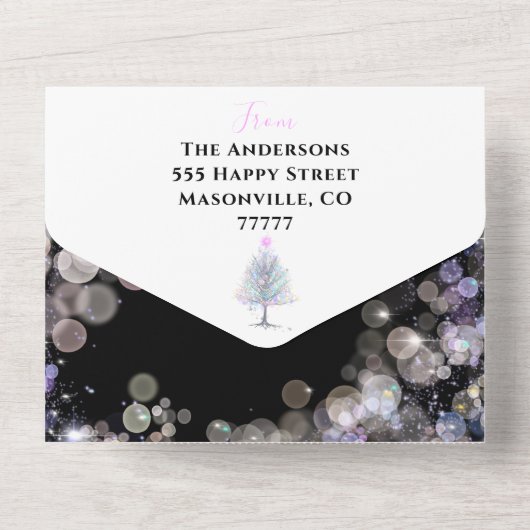 Sparkly Persoonlijke familiefoto's kerstkaart All In One Uitnodiging (Achterkant)