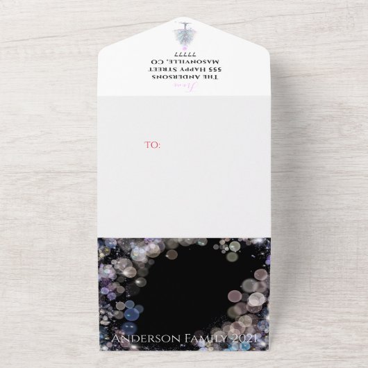 Sparkly Persoonlijke familiefoto's kerstkaart All In One Uitnodiging (Buitenkant)