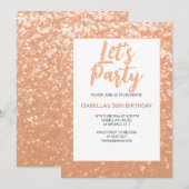 Sparkly perzik volwassen verjaardag Lets party Kaart (Voorkant / Achterkant)