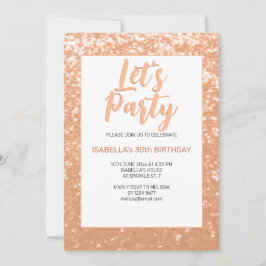 Sparkly perzik volwassen verjaardag Lets party Kaart