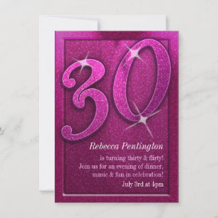 Sparkly Pink 30 en Flirty Birthday Invitations Kaart