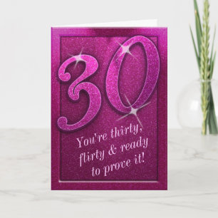 Sparkly Pink 30 en Flirty Birthday Wenskaart Kaart
