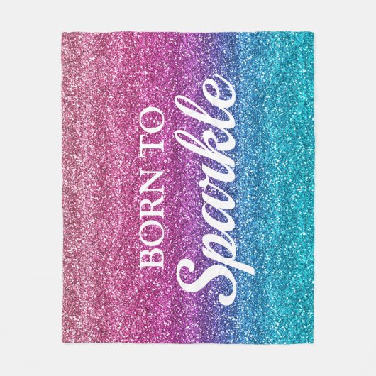 Sparkly Pink and Blue Glitter Born to Sparkle Fleece Deken (Voorkant)