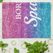 Sparkly Pink and Blue Glitter Born to Sparkle Theedoek (Gevouwen)