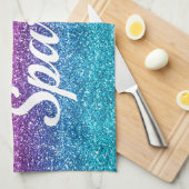 Sparkly Pink and Blue Glitter Born to Sparkle Theedoek (Quarter Fold)