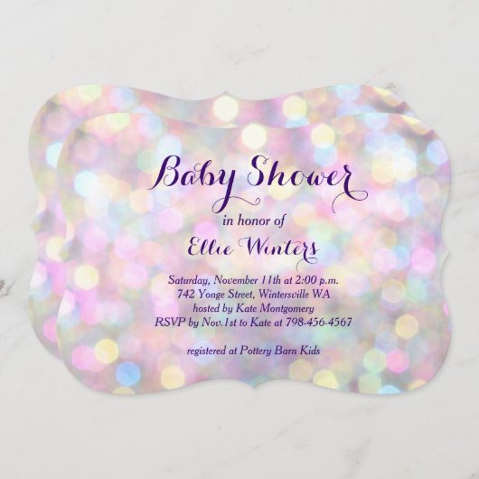Sparkly Pink Baby shower Uitnodiging (Voorkant / Achterkant)