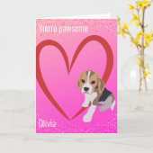 SPARKLY PINK BEAGLE VALENTIJNSDAG ROMANTIC HEART KAART (Gele Bloem)