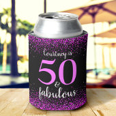 Sparkly Pink Black 50 en Fabulous Custom Name Blikjeskoeler