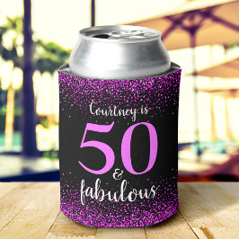 Sparkly Pink Black 50 en Fabulous Custom Name Blikjeskoeler