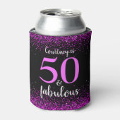 Sparkly Pink Black 50 en Fabulous Custom Name Blikjeskoeler (Blikje Voorkant)