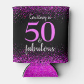 Sparkly Pink Black 50 en Fabulous Custom Name Blikjeskoeler (Voorkant)