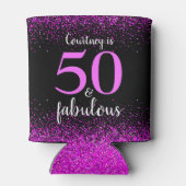 Sparkly Pink Black 50 en Fabulous Custom Name Blikjeskoeler (Achterkant)