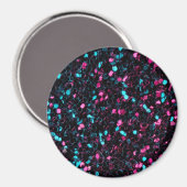 Sparkly pink blue mosaic glitter sparkles magneet (Voorkant / Achterkant)