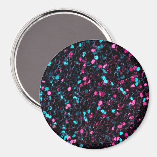 Sparkly pink blue mosaic glitter sparkles magneet (Voorkant / Achterkant)