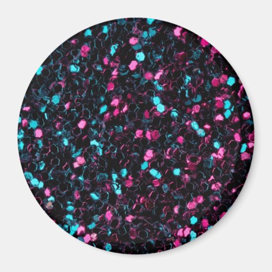 Sparkly pink blue mosaic glitter sparkles magneet (Voorkant)