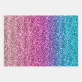 Sparkly Pink en Blue Gradient Glitter Inpakpapier Vel (Voorkant 3)