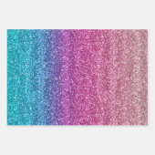 Sparkly Pink en Blue Gradient Glitter Inpakpapier Vel (Voorkant)