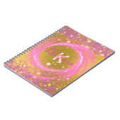 Sparkly Pink en Gold Glitter Folie Fancy Aangepast Notitieboek (Linkerzijde)