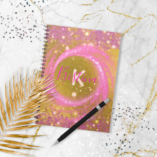 Sparkly Pink en Gold Glitter Folie Fancy Aangepast Notitieboek