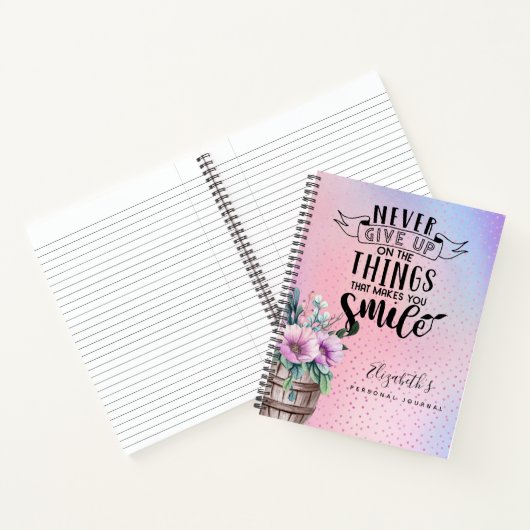 Sparkly Pink Girls Personal Journal geeft nooit op Notitieboek (Binnen)
