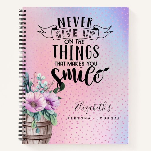 Sparkly Pink Girls Personal Journal geeft nooit op Notitieboek (Voorkant)