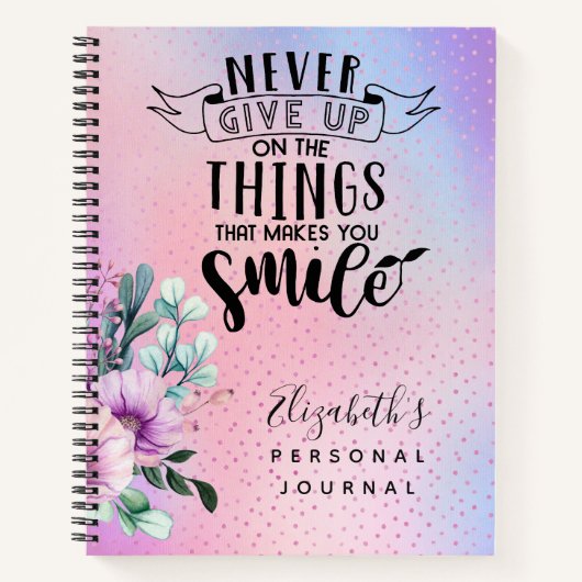 Sparkly Pink Girls Personal Journal geeft nooit op Notitieboek (Voorkant)