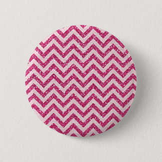 Sparkly Pink Glitter Chevron Stripe Ronde Button 5,7 Cm
