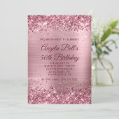 Sparkly Pink Glitter en Folie 50e verjaardag Kaart (Staand voorkant)