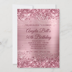 Sparkly Pink Glitter en Folie 50e verjaardag Kaart