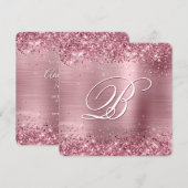 Sparkly Pink Glitter Geborsteld Folie 50e Verjaard Kaart (Voorkant / Achterkant)