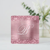 Sparkly Pink Glitter Geborsteld Folie 50e Verjaard Kaart (Staand voorkant)
