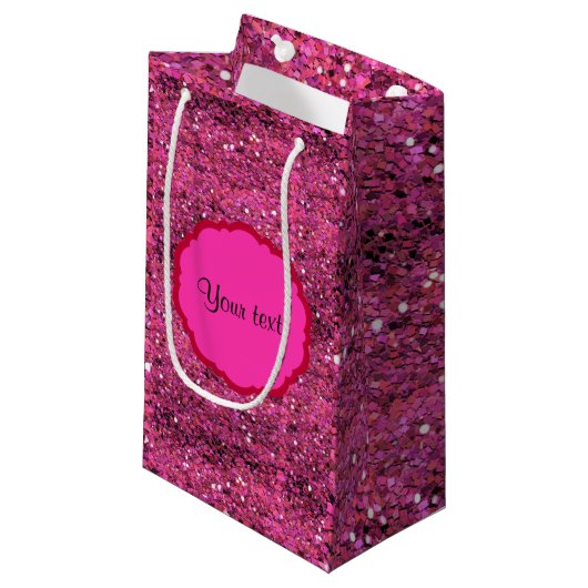 Sparkly Pink Glitter Klein Cadeauzakje (Voorkant Gekanteld)