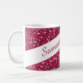 Sparkly Pink Glitter Persoonlijke naam Koffiemok (Links)