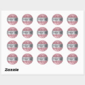 Sparkly Pink Glitter Silver Shimmer Folie Ronde Sticker (Vel)
