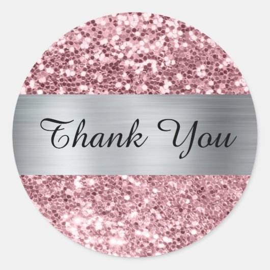 Sparkly Pink Glitter Silver Shimmer Folie Ronde Sticker (Voorkant)