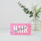  Sparkly Pink Glitter Typografie Haarstylist Visitekaartje (Staand voorkant)