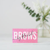 Sparkly Pink Glitter Typography Brow Artist Visitekaartje (Staand voorkant)