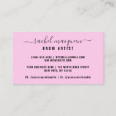 Sparkly Pink Glitter Typography Brow Artist Visitekaartje (Achterkant)