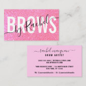 Sparkly Pink Glitter Typography Brow Artist Visitekaartje (Voorkant / Achterkant)