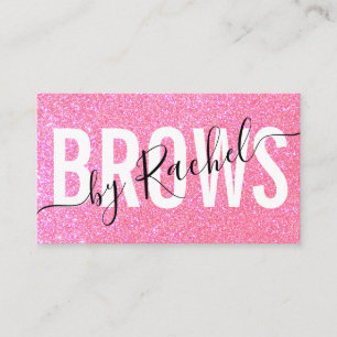 Sparkly Pink Glitter Typography Brow Artist Visitekaartje