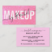 Sparkly Pink Glitter Typography Makeup Artist Visitekaartje (Voorkant / Achterkant)