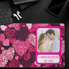 Sparkly Pink Hearts Deel mijn frietjes Bureaumat