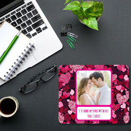 Sparkly Pink Hearts Deel mijn frietjes Muismat