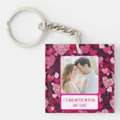 Sparkly Pink Hearts Deel mijn frietjes Sleutelhanger (voorkant)