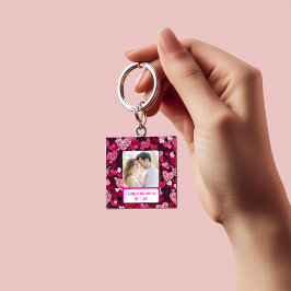 Sparkly Pink Hearts Deel mijn frietjes Sleutelhanger
